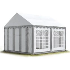 INTENT24.FR INTENT24 3x4 M Tente De Réception/Barnum Gris-blanc Toile De Haute Qualité Env. 500g/m² PVC ECONOMY - Gris