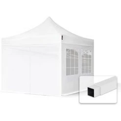 INTENT24.FR Tente Pliante 3x3 M - 4 Côtés Acier Barnum Chapiteau Pliant Tonnelle Stand Paddock Réception Abri Blanc - Blanc
