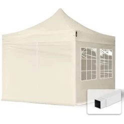 INTENT24.FR Tente Pliante 3x3 M - 4 Côtés Acier Barnum Chapiteau Pliant Tonnelle Stand Paddock Réception Abri Crème - Crème