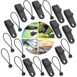 LANGRAY 20 Pèces Tente Clips Clips De Verrouillage Clip De Tente Réutilisable Clip De Bâche Réglable Tarp Clips En Plastique Accessoires Camping Jardin Housses Bateau 10 Pinces De Tente Et 10 Cordes Attachées