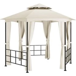 ASUPERMALL Belvedere Avec Parois 3,1x2,7 M Creme -Pergola Soldes 39744502 3