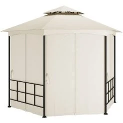ASUPERMALL Belvedere Avec Parois 3,1x2,7 M Creme -Pergola Soldes 39744502 4