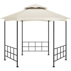 ASUPERMALL Belvedere Avec Parois 3,1x2,7 M Creme -Pergola Soldes 39744502 5