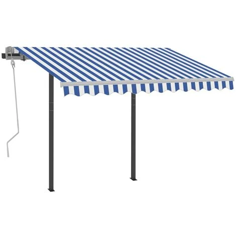 VidaXL Auvent Rétractable Automatique Et Poteaux 3x2,5 M Bleu Et Blanc - Bleu 5 VidaXL Auvent Rétractable Automatique Et Poteaux 3x2,5 M Bleu Et Blanc - Bleu – Image 3