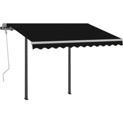 VidaXL Auvent Rétractable Automatique Et Poteaux 3x2,5 M Anthracite - Anthracite -Pergola Soldes 39859046 3