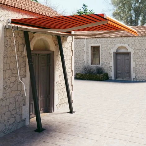 VidaXL Auvent Rétractable Automatique Poteaux 3,5x2,5 M Orange Marron - Orange 3 VidaXL Auvent Rétractable Automatique Poteaux 3,5x2,5 M Orange Marron - Orange