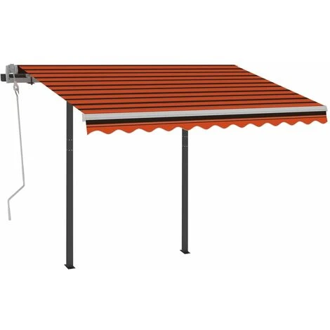 VidaXL Auvent Rétractable Automatique Poteaux 3,5x2,5 M Orange Marron - Orange 5 VidaXL Auvent Rétractable Automatique Poteaux 3,5x2,5 M Orange Marron - Orange – Image 3