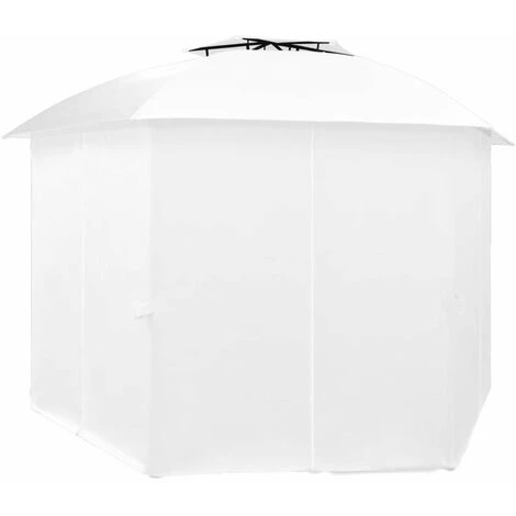 HAPPYSHOPPING Chapiteau De Jardin Avec Rideaux 360x312x265 Cm Blanc 180 G/m² 6 HAPPYSHOPPING Chapiteau De Jardin Avec Rideaux 360x312x265 Cm Blanc 180 G/m² – Image 4