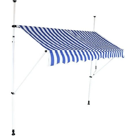 INTEROUGE Store Banne Mobile 3m Auvent Avancée De Toit Rétractable Manuel - Auvent De Terrasse En Acier Polyester Imperméabilisé Sans Perçage - Rayures Bleu/blanc Fenêtre/terrasse/balcon/jardin 3 X 2 X 1.2 M 3 INTEROUGE Store Banne Mobile 3m Auvent Avancée De Toit Rétractable Manuel - Auvent De Terrasse En Acier Polyester Imperméabilisé Sans Perçage - Rayures Bleu/blanc Fenêtre/terrasse/balcon/jardin 3 X 2 X 1.2 M