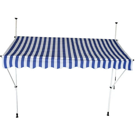 INTEROUGE Store Banne Mobile 3m Auvent Avancée De Toit Rétractable Manuel - Auvent De Terrasse En Acier Polyester Imperméabilisé Sans Perçage - Rayures Bleu/blanc Fenêtre/terrasse/balcon/jardin 3 X 2 X 1.2 M 4 INTEROUGE Store Banne Mobile 3m Auvent Avancée De Toit Rétractable Manuel - Auvent De Terrasse En Acier Polyester Imperméabilisé Sans Perçage - Rayures Bleu/blanc Fenêtre/terrasse/balcon/jardin 3 X 2 X 1.2 M – Image 2