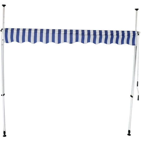 INTEROUGE Store Banne Mobile 3m Auvent Avancée De Toit Rétractable Manuel - Auvent De Terrasse En Acier Polyester Imperméabilisé Sans Perçage - Rayures Bleu/blanc Fenêtre/terrasse/balcon/jardin 3 X 2 X 1.2 M 5 INTEROUGE Store Banne Mobile 3m Auvent Avancée De Toit Rétractable Manuel - Auvent De Terrasse En Acier Polyester Imperméabilisé Sans Perçage - Rayures Bleu/blanc Fenêtre/terrasse/balcon/jardin 3 X 2 X 1.2 M – Image 3