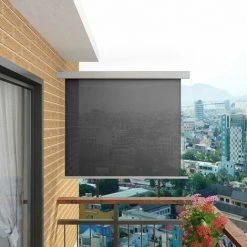 HAPPYSHOPPING Auvent Lateral De Balcon Multifonctionnel 150 X 200 Cm Gris