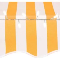 HAPPYSHOPPING Auvent Manuel Retractable Avec LED 300 Cm Blanc Et Orange -Pergola Soldes 40339475 5