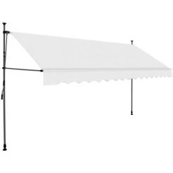 HAPPYSHOPPING Auvent Manuel Retractable Avec LED 350 Cm Creme -Pergola Soldes 40339534 2
