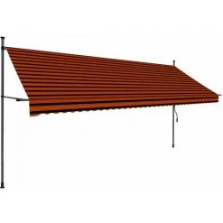 HAPPYSHOPPING Auvent Manuel Retractable Avec LED 400 Cm Orange Et Marron 8 HAPPYSHOPPING Auvent Manuel Retractable Avec LED 400 Cm Orange Et Marron -Pergola Soldes 40339562 2