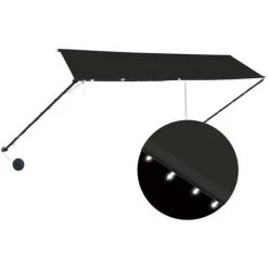 HAPPYSHOPPING Auvent Retractable Avec LED 350x150 Cm Anthracite