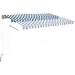 HAPPYSHOPPING Auvent Manuel Retractable Avec LED 300x250 Cm Bleu Et Blanc -Pergola Soldes 40353021 3