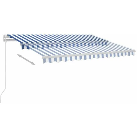 HAPPYSHOPPING Auvent Manuel Retractable Sur Pied 300x250 Cm Bleu/Blanc 6 HAPPYSHOPPING Auvent Manuel Retractable Sur Pied 300x250 Cm Bleu/Blanc – Image 4