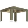 HAPPYSHOPPING Tonnelle Avec Double Toit Et Lumieres LED 3x3x2,7 M Taupe -Pergola Soldes 40355946 1