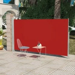 HAPPYSHOPPING Auvent Lateral De Patio 160x300 Cm Rouge