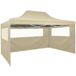 HAPPYSHOPPING Tente Pliable Avec 4 Parois Lateraux 3 X 4,5 M Blanc Creme 8 HAPPYSHOPPING Tente Pliable Avec 4 Parois Lateraux 3 X 4,5 M Blanc Creme -Pergola Soldes 40438937 2