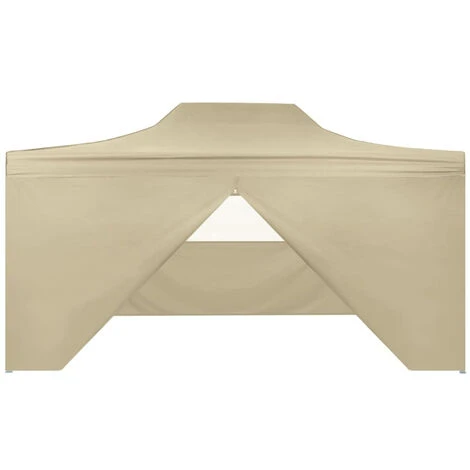 HAPPYSHOPPING Tente Pliable Avec 4 Parois Lateraux 3 X 4,5 M Blanc Creme 5 HAPPYSHOPPING Tente Pliable Avec 4 Parois Lateraux 3 X 4,5 M Blanc Creme – Image 3