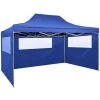 HAPPYSHOPPING Tente Pliable Avec 3 Parois 3 X 4,5 M Bleu -Pergola Soldes 40440333 1