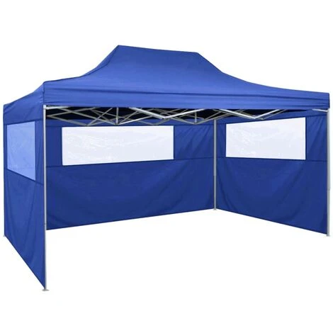 HAPPYSHOPPING Tente Pliable Avec 3 Parois 3 X 4,5 M Bleu 4 HAPPYSHOPPING Tente Pliable Avec 3 Parois 3 X 4,5 M Bleu – Image 2