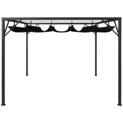 HAPPYSHOPPING Chapiteau De Jardin Avec Auvent Retractable 3x3 M Anthracite -Pergola Soldes 40441426 4