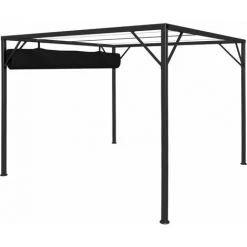 HAPPYSHOPPING Chapiteau De Jardin Avec Auvent Retractable 3x3 M Anthracite -Pergola Soldes 40441426 5