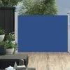 HAPPYSHOPPING Auvent Lateral Retractable De Patio 100x500 Cm Bleu -Pergola Soldes 40441731 1