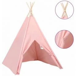 HAPPYSHOPPING Tente Tipi D'enfants Avec Sac Peau De Peche Rose 120x120x150 Cm -Pergola Soldes 40443609 2