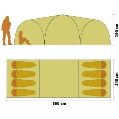 HAPPYSHOPPING Tente Igloo De Camping 650x240x190 Cm 8 Personnes Jaune -Pergola Soldes 40445395 4