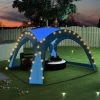 HAPPYSHOPPING Tente De Reception Avec LED Et 4 Parois 3,6x3,6x2,3 M Bleu -Pergola Soldes 40445425 1