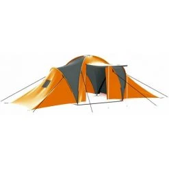 HAPPYSHOPPING Tente De Camping 9 Personnes Tissu Gris Et Orange