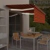 VidaXL Auvent Manuel Rétractable Avec Store 4x3 M Orange Et Marron - Orange -Pergola Soldes 40560368 1