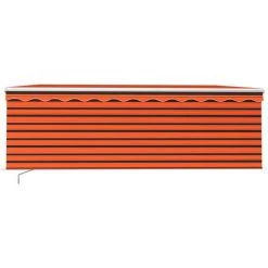 VidaXL Auvent Manuel Rétractable Avec Store 4x3 M Orange Et Marron - Orange -Pergola Soldes 40560368 3