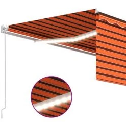 VidaXL Auvent Manuel Rétractable Avec Store 4x3 M Orange Et Marron - Orange -Pergola Soldes 40560368 5