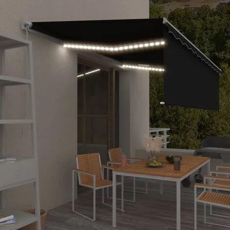 Auvent Rétractable Manuel Avec Store Et LED 5x3 M Anthracite VidaXL - Anthracite 4 Auvent Rétractable Manuel Avec Store Et LED 5x3 M Anthracite VidaXL - Anthracite – Image 2