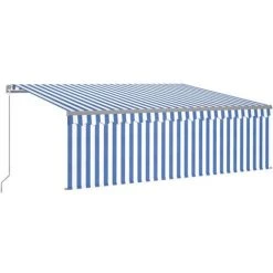 VidaXL Auvent Manuel Rétractable Avec Store 4,5x3 M Bleu Et Blanc - Bleu 8 VidaXL Auvent Manuel Rétractable Avec Store 4,5x3 M Bleu Et Blanc - Bleu -Pergola Soldes 40610530 2