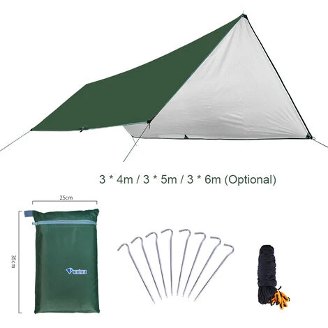 ASUPERMALL Auvent Impermeable A L'Eau Pour Tente De Bâche Avec Poteau Pliant Auvent De Camping Abri De Soleil De Plage Ultra-Leger Pour Le Camping, La Randonnee Et L'Abri De Survie, 3X4M 4 ASUPERMALL Auvent Impermeable A L'Eau Pour Tente De Bâche Avec Poteau Pliant Auvent De Camping Abri De Soleil De Plage Ultra-Leger Pour Le Camping, La Randonnee Et L'Abri De Survie, 3X4M – Image 2