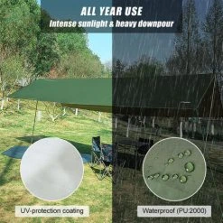 ASUPERMALL Auvent Impermeable A L'Eau Pour Tente De Bâche Avec Poteau Pliant Auvent De Camping Abri De Soleil De Plage Ultra-Leger Pour Le Camping, La Randonnee Et L'Abri De Survie, 3X4M 9 ASUPERMALL Auvent Impermeable A L'Eau Pour Tente De Bâche Avec Poteau Pliant Auvent De Camping Abri De Soleil De Plage Ultra-Leger Pour Le Camping, La Randonnee Et L'Abri De Survie, 3X4M -Pergola Soldes 40636614 3