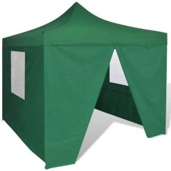 HAPPYSHOPPING Tente Pliable Verte 3 X 3 M Avec 4 Parois