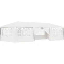 HAPPYSHOPPING Tente De Reception Avec Parois Laterales 4x9 M Blanc 90 G/m² -Pergola Soldes 41369535 5