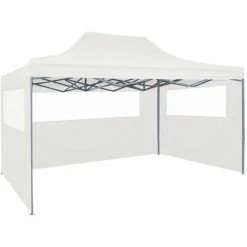 HAPPYSHOPPING Tente Pliable De Reception Avec 4 Parois 3 X 4,5 M Blanc -Pergola Soldes 41369598 4
