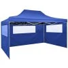 HAPPYSHOPPING Tente De Reception Pliable Avec 3 Parois 3x4 M Acier Bleu -Pergola Soldes 41369616 1