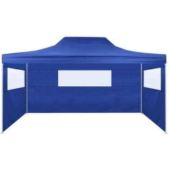 HAPPYSHOPPING Tente De Reception Pliable Avec 3 Parois 3x4 M Acier Bleu -Pergola Soldes 41369616 2