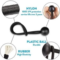 TRIOMPHE TRIOM Tendeur Bache, Tendeur Boule, Tendeur Elastique Noir, Tendeur Élastique Pour Pavillon,Bâche,Camping,Tente,Rideaux Harnais D’Extension(30 Pièces Noir-150mm And 200mm) -Pergola Soldes 41656558 3