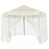 HAPPYSHOPPING Chapiteau Hexagonal Et 6 Parois Laterales 3,6x3,1 M Blanc Creme 1 HAPPYSHOPPING Chapiteau Hexagonal Et 6 Parois Laterales 3,6x3,1 M Blanc Creme -Pergola Soldes 41859950 1