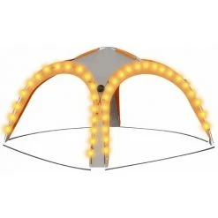 HAPPYSHOPPING Tente De Reception A LED Et 4 Parois 3,6x3,6x2,3 M Gris/orange -Pergola Soldes 41862402 2